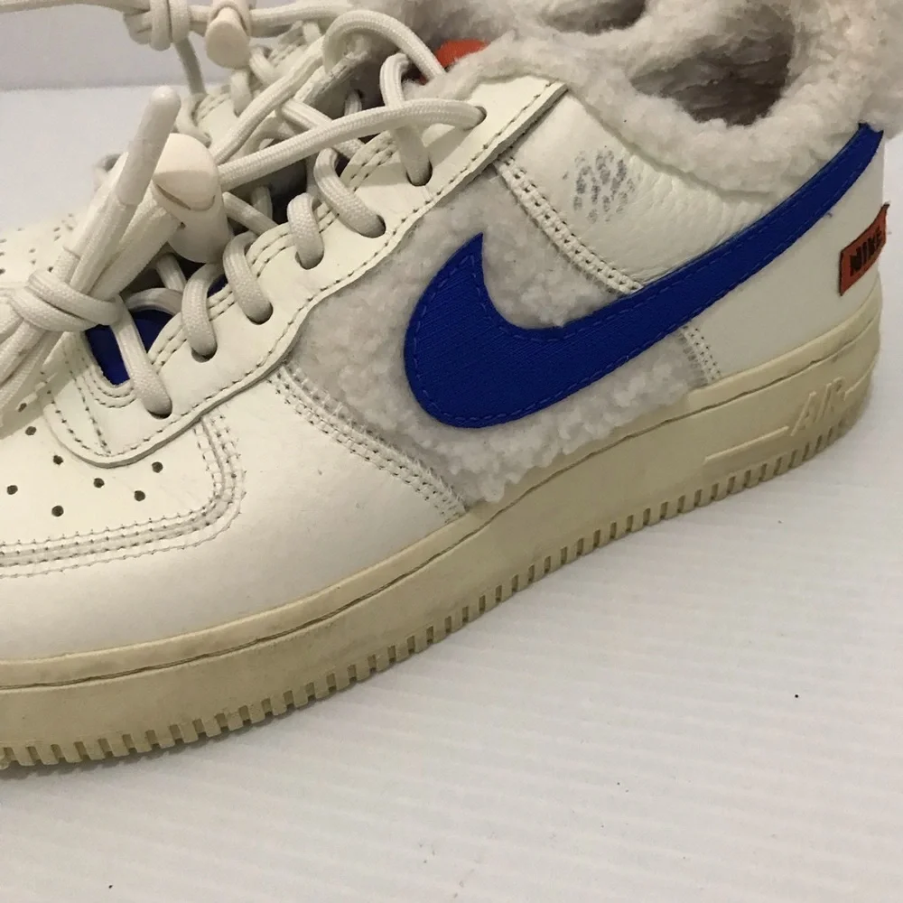 Nike Air Force 1 '07 'Sherpa Fleece' White Blue Kid Size 6